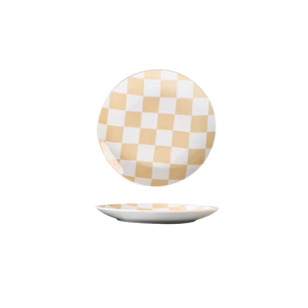 Checkered 4-Piece Plate Set