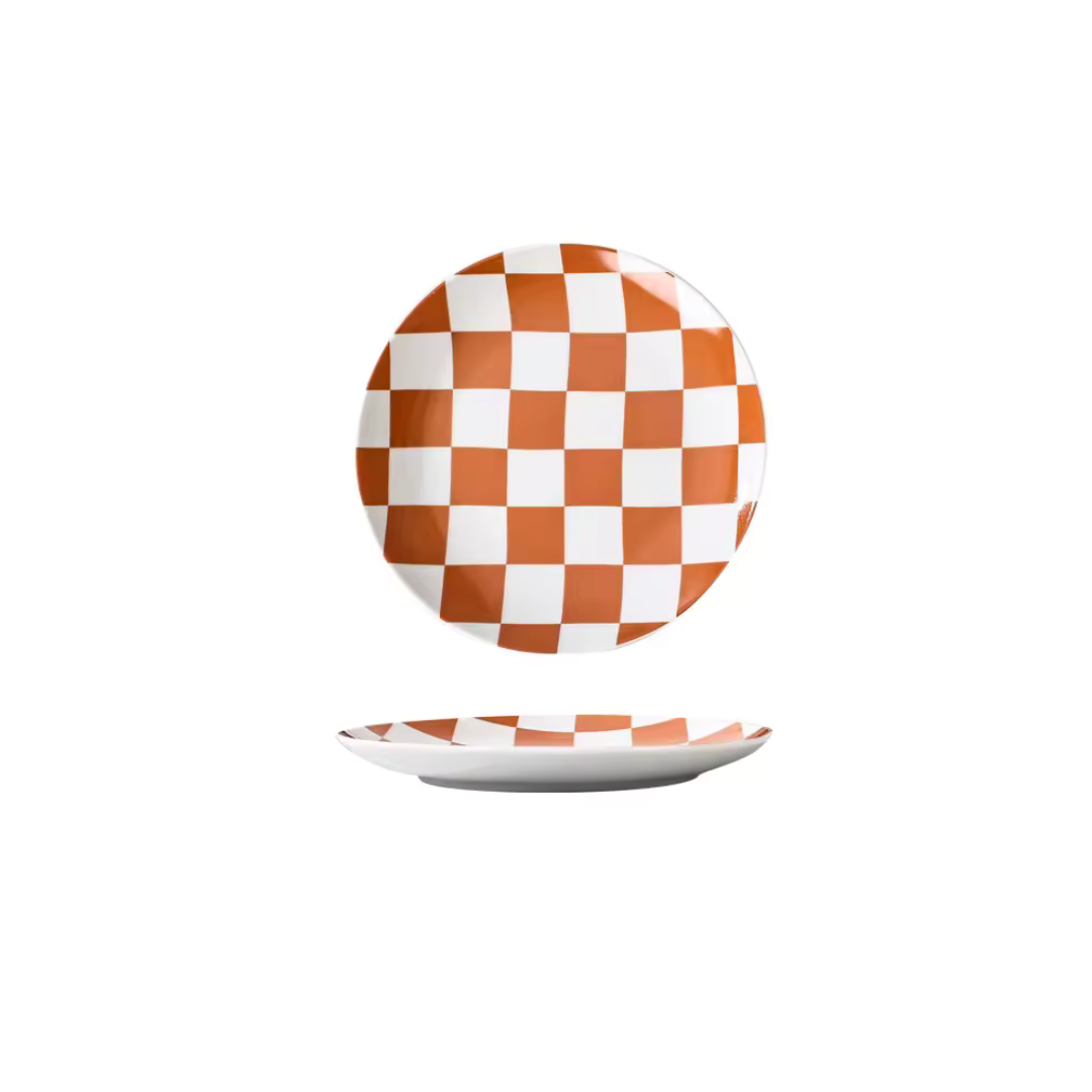 Checkered 4-Piece Plate Set