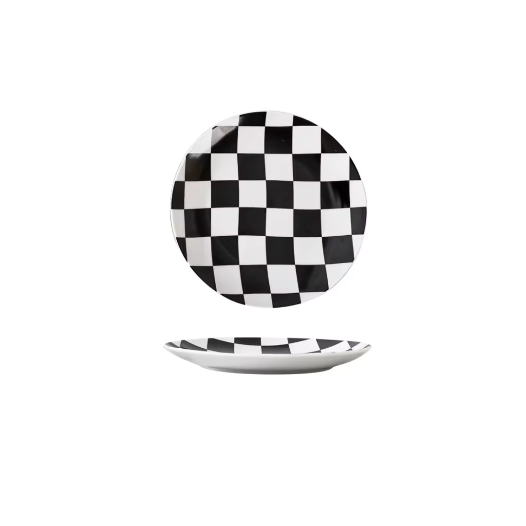 Checkered 4-Piece Plate Set