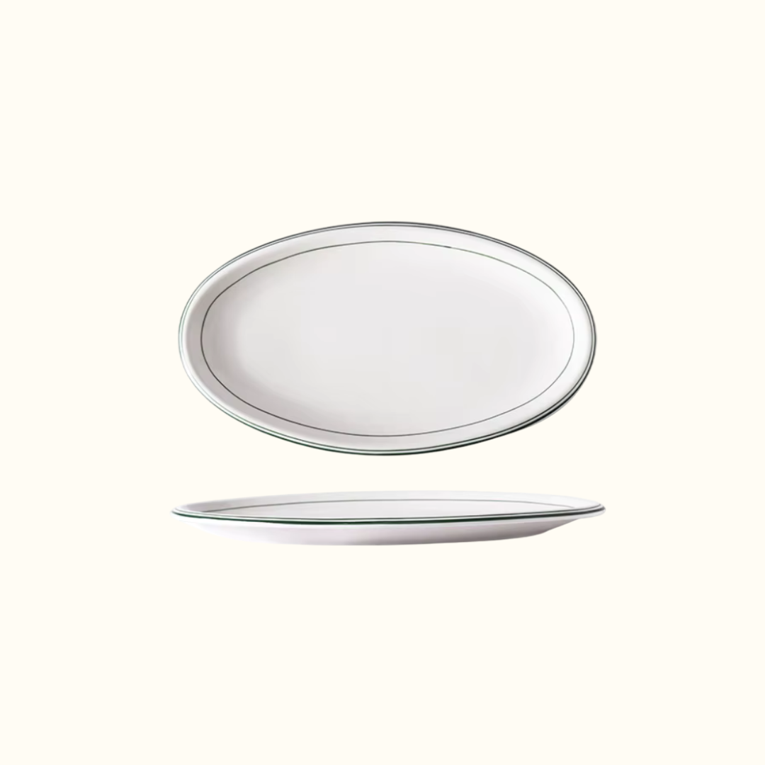 Green Rim French Bistro Oval Platter