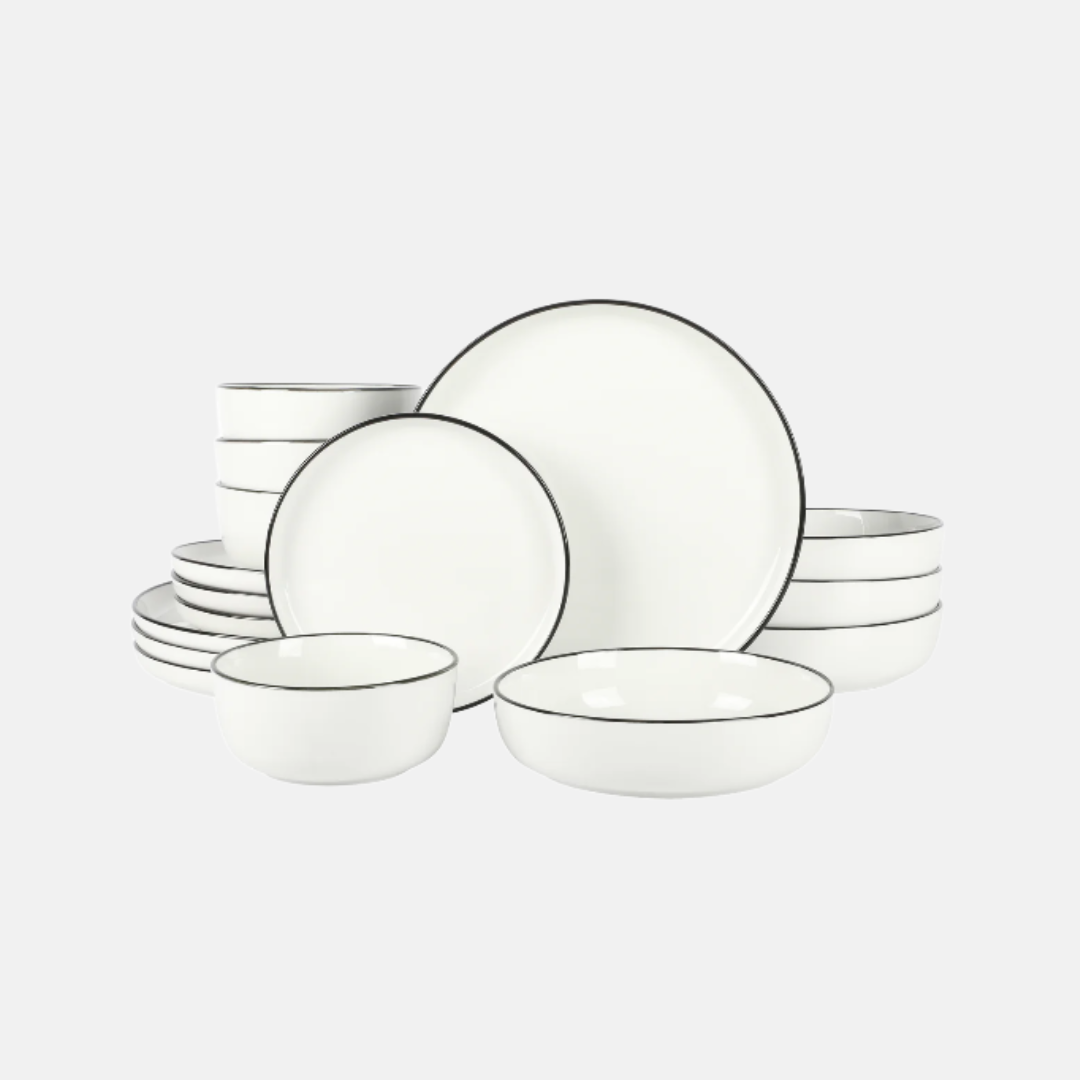 Black Rim 16-Piece Dinnerware Set