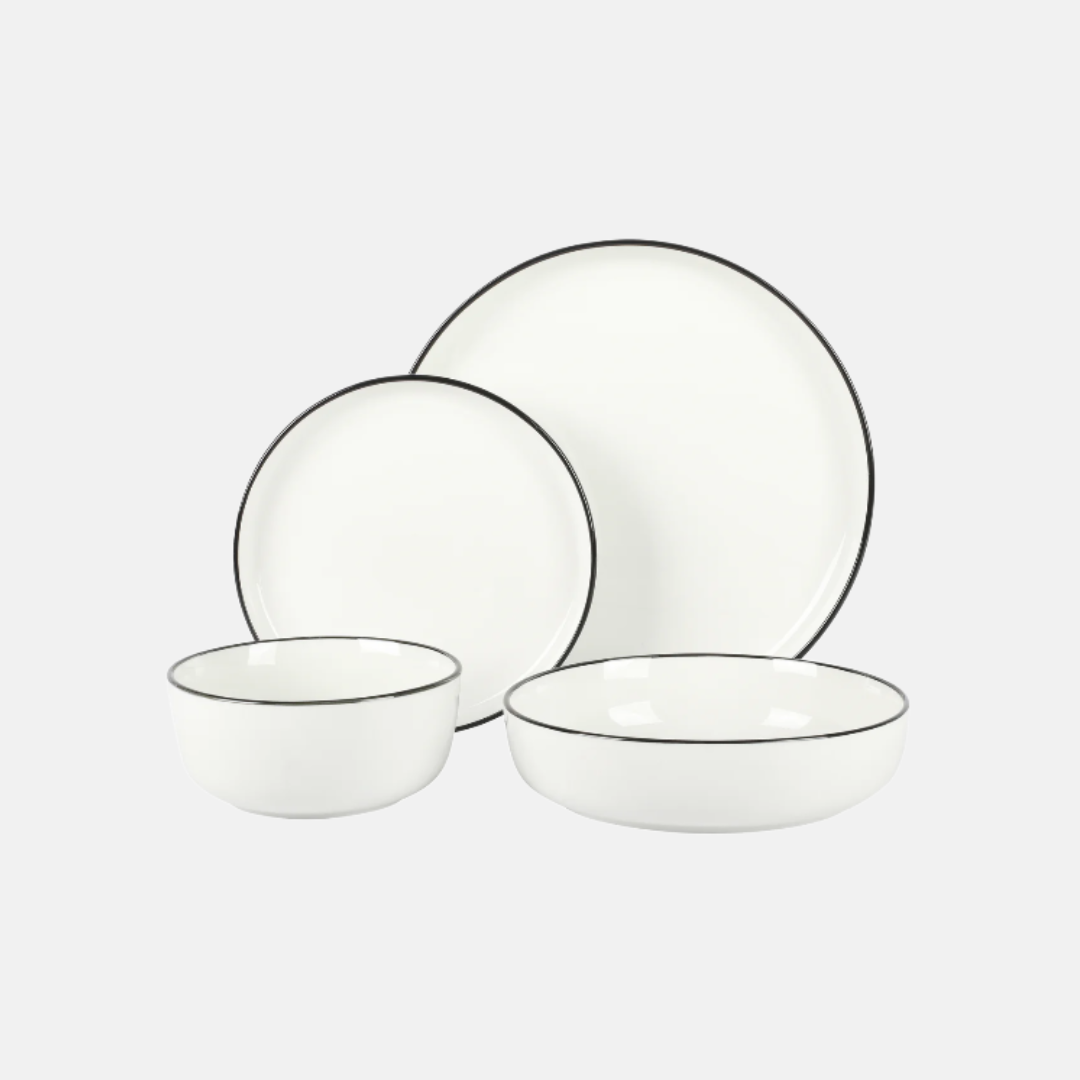 Black Rim 16-Piece Dinnerware Set